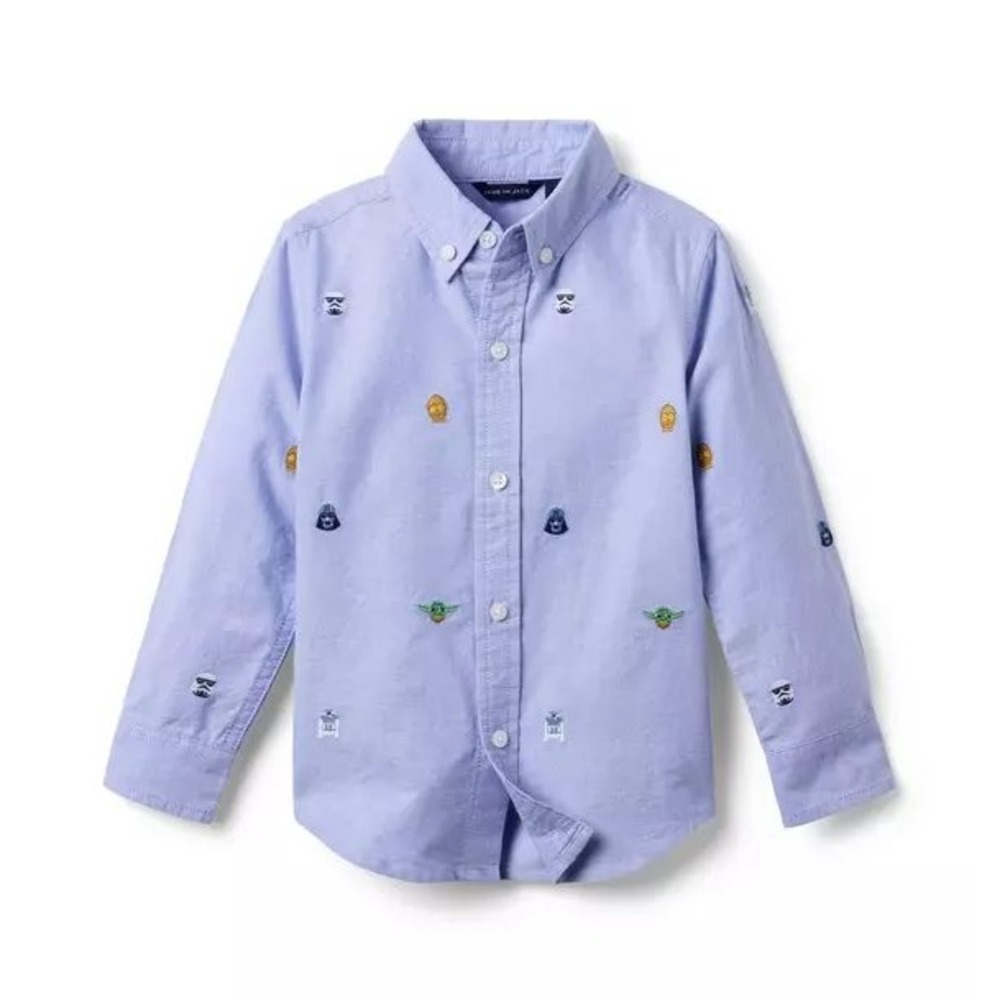 Janie and Jack Star Wars Embroidered Oxford Shirt Kids Size 7